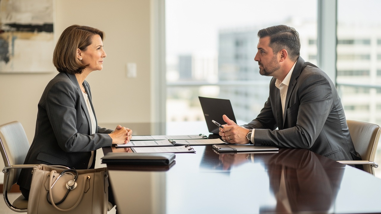 Attorney and client discussing power of attorney documents