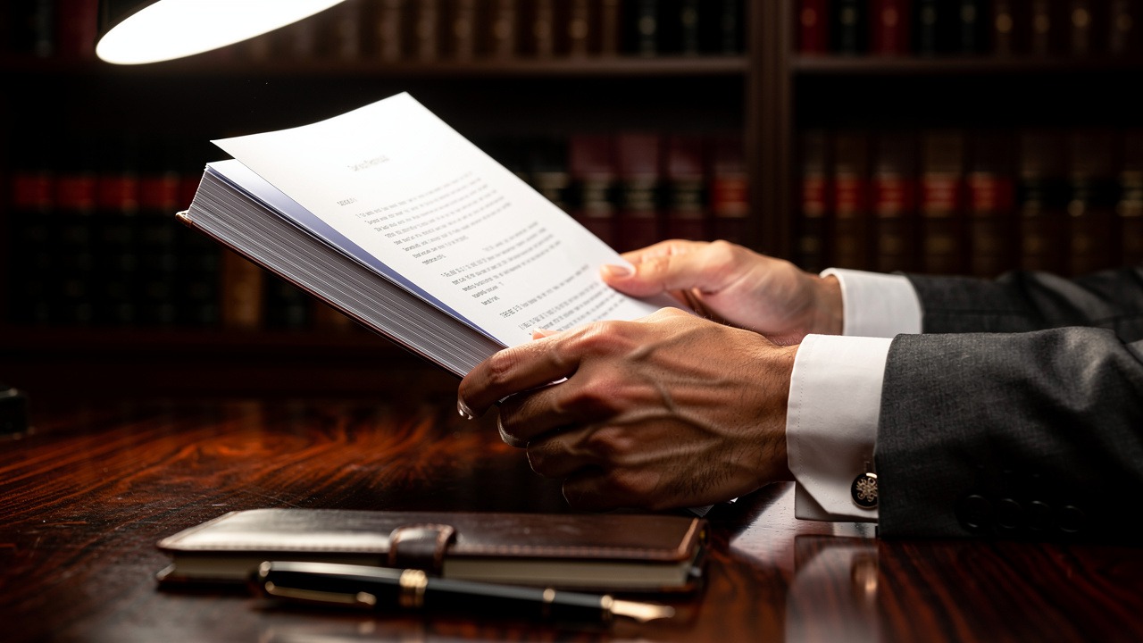 Attorney carefully reviewing startup contract legal documents