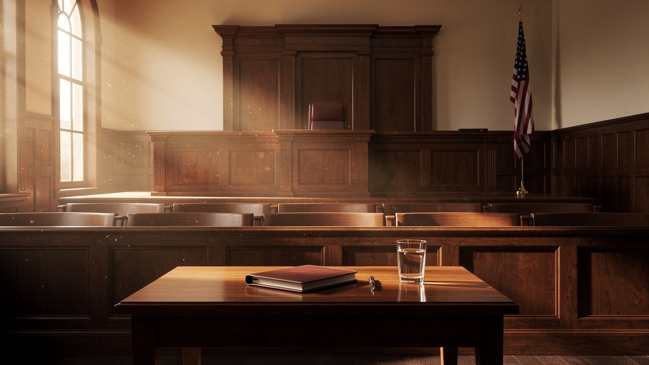 Formal empty courtroom interior during probate proceedings