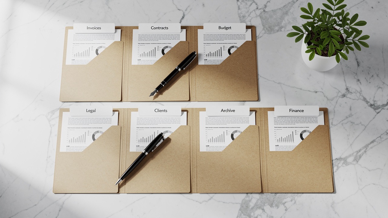 Ten organized legal agreement folders for startup launch