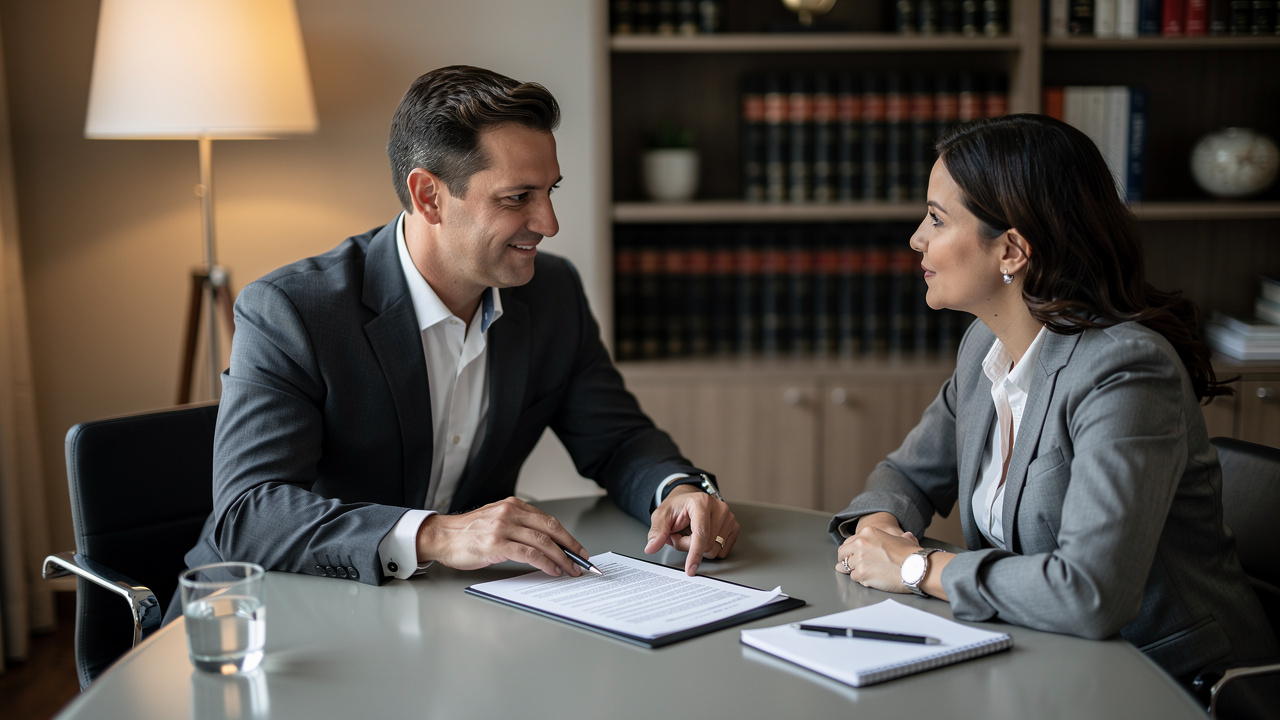 Attorney advising small business client on contract terms