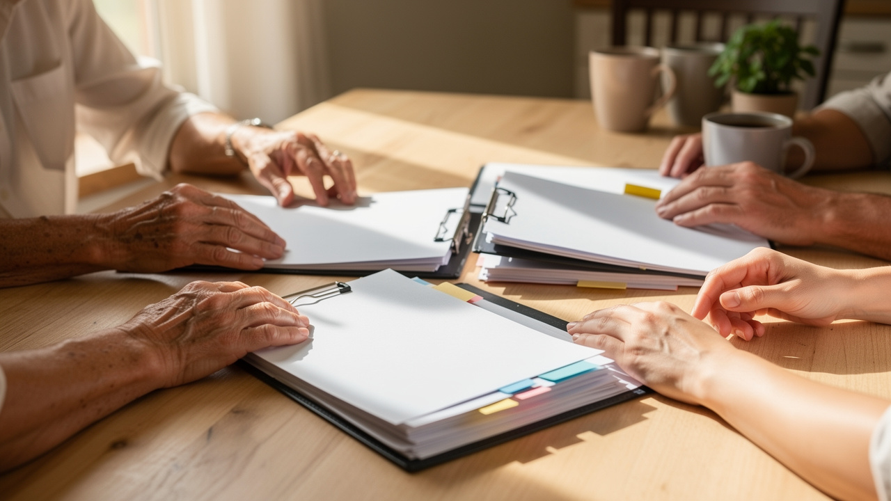 Cleveland family reviewing estate planning documents together at home