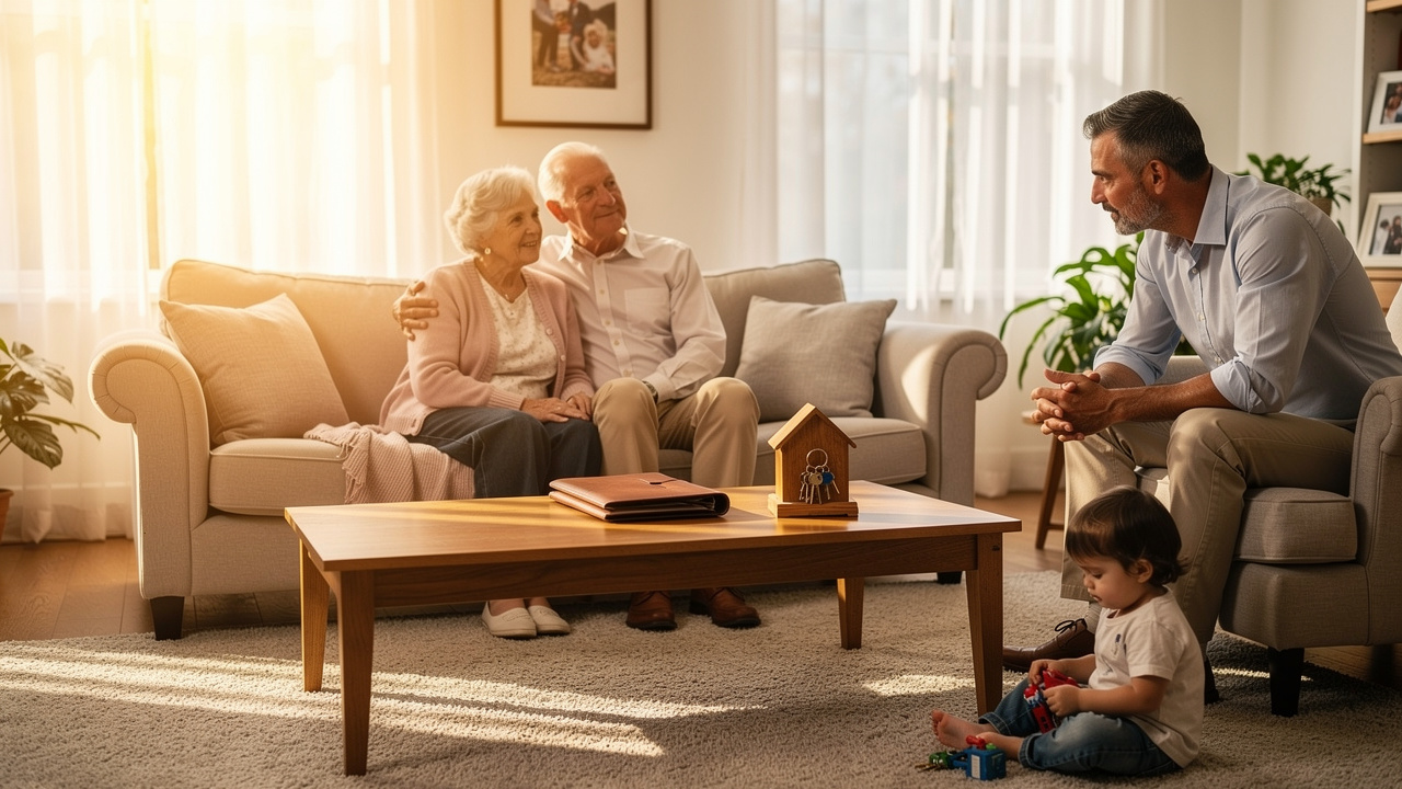 Multigenerational family meeting to discuss estate planning and trusts