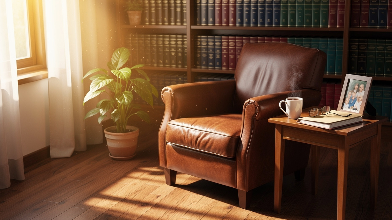 Peaceful home study representing estate planning and family legacy security