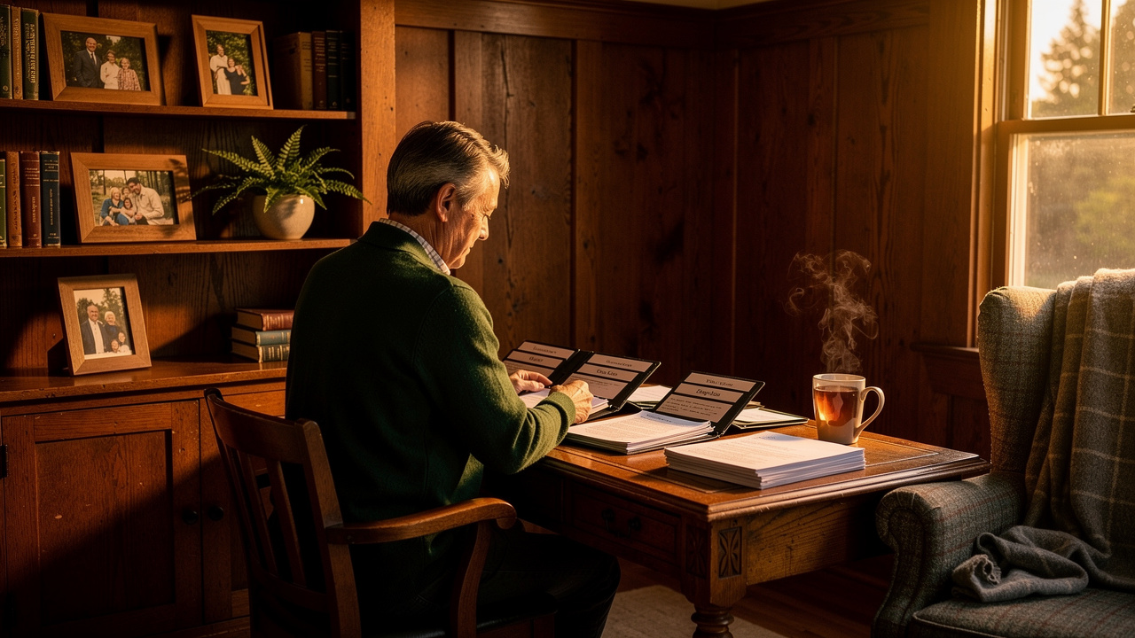Seattle homeowner reviewing estate planning documents at home