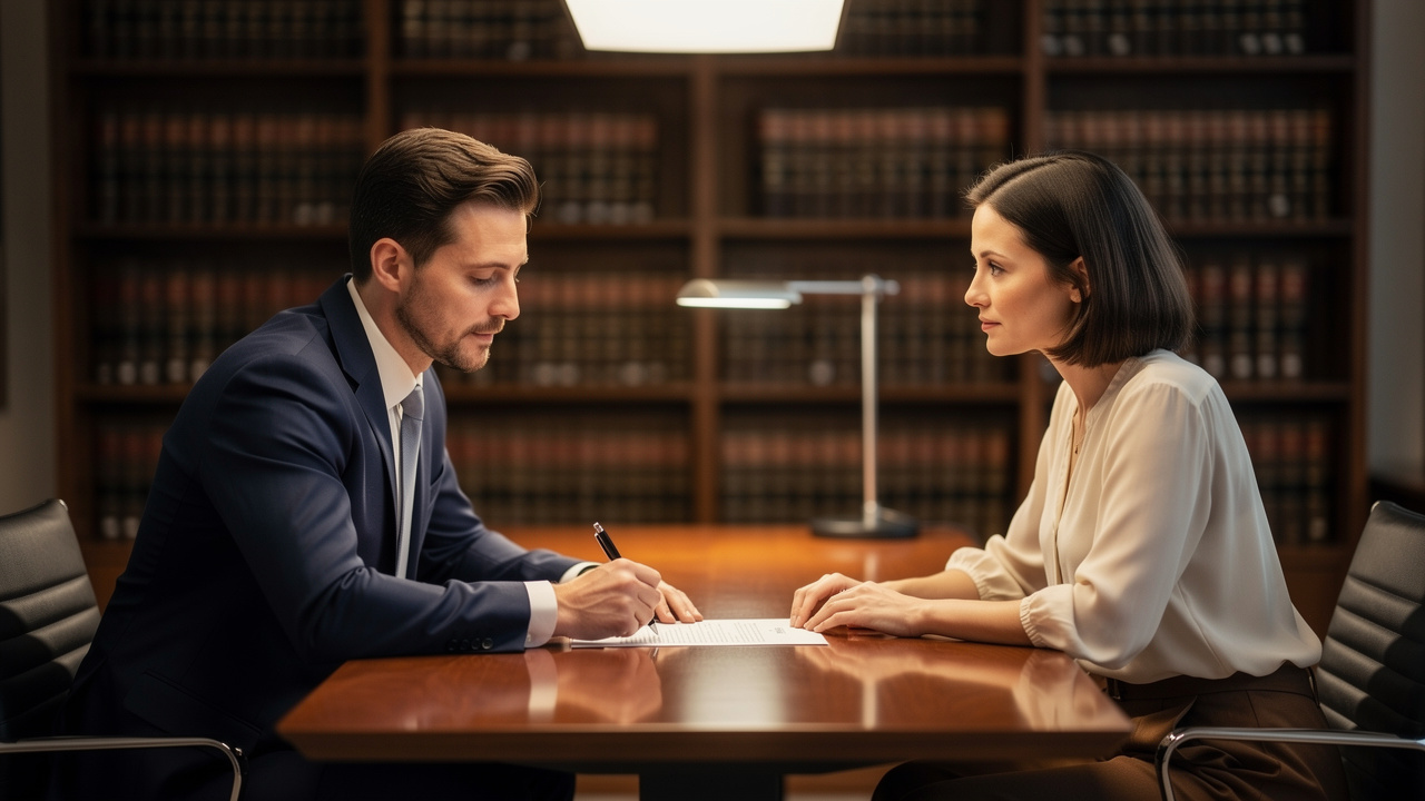 Attorney and client reviewing estate planning documents together
