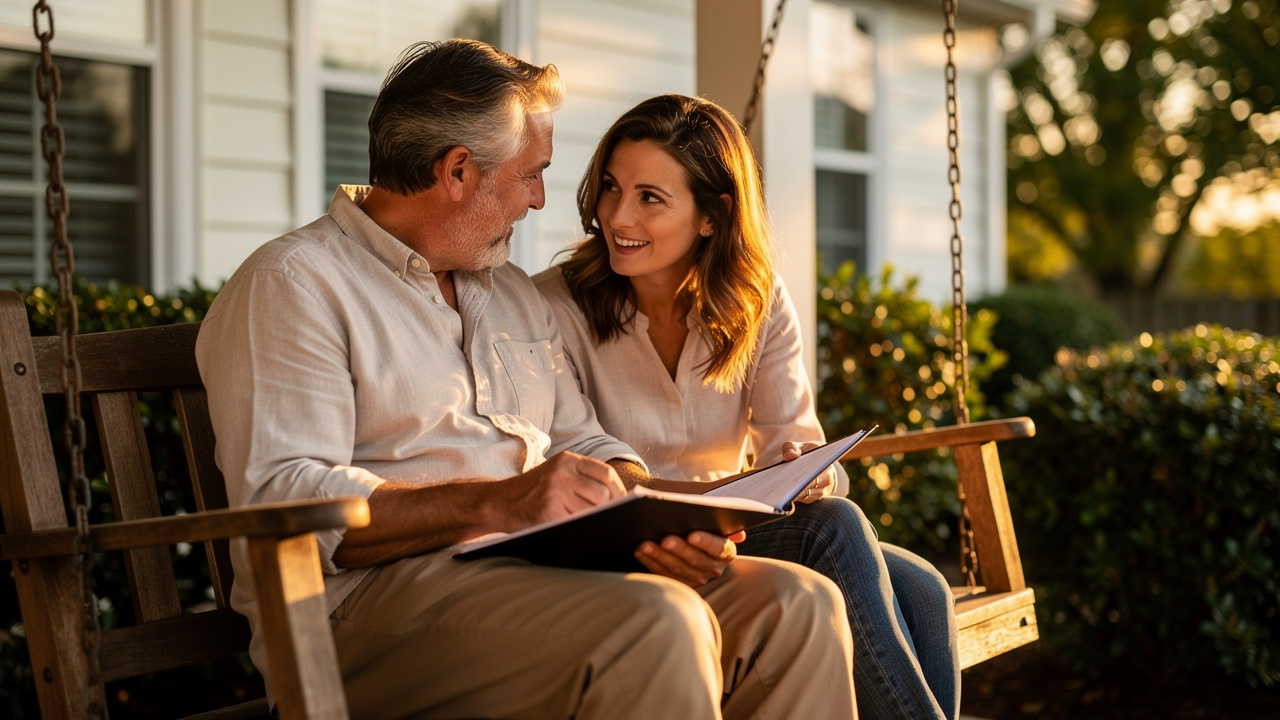 Stepparent and adult child discussing inheritance plans
