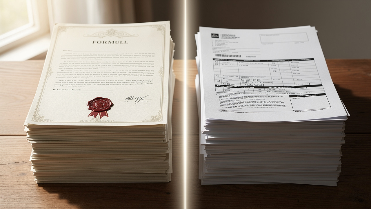 Separate stacks representing will and beneficiary documents